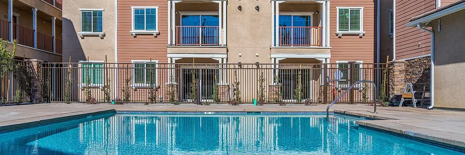The pool at the student apartments