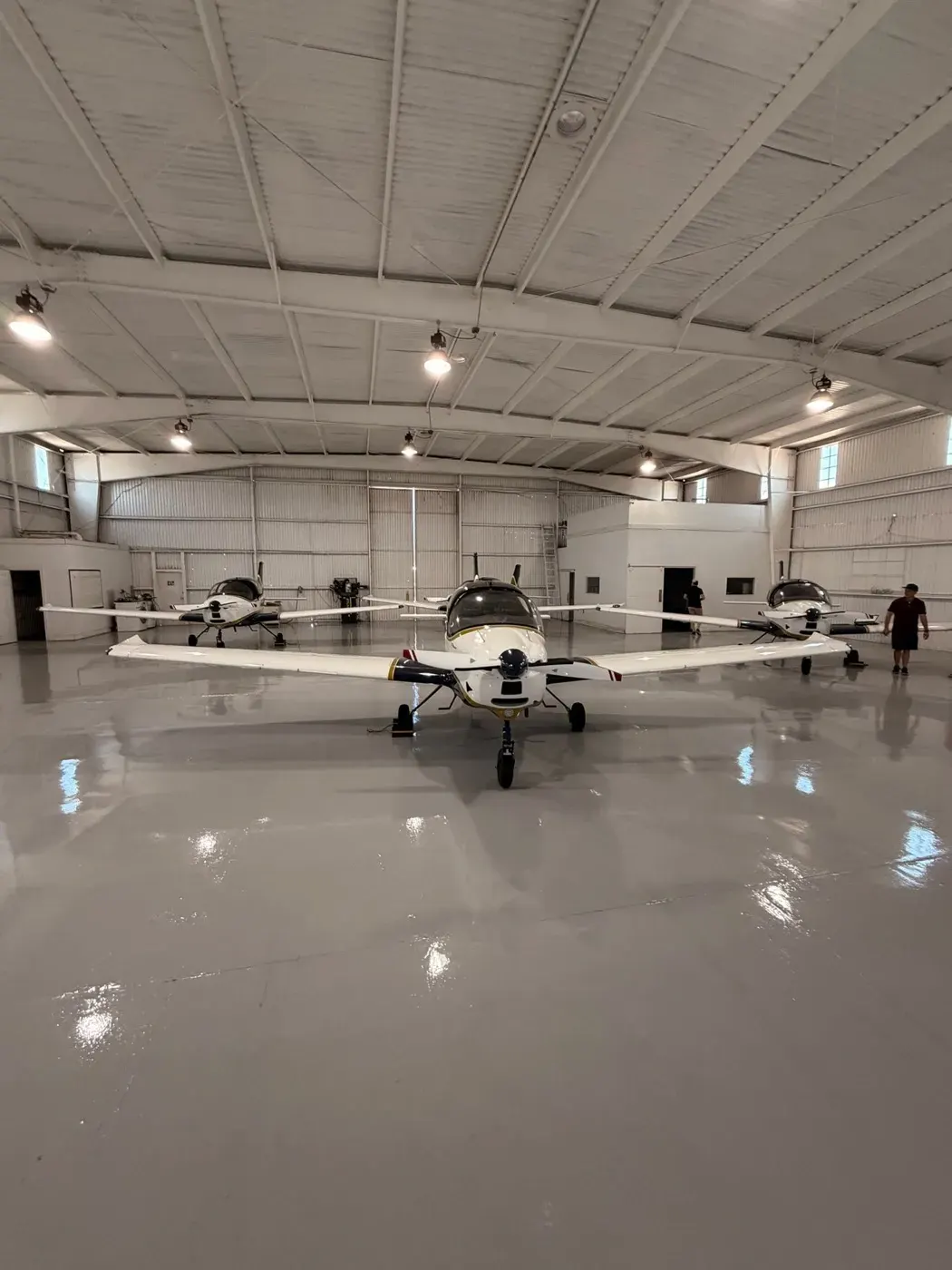 CFII's factory-new Tecnam P-Mentors in our hangar at Riverside Municipal Airport