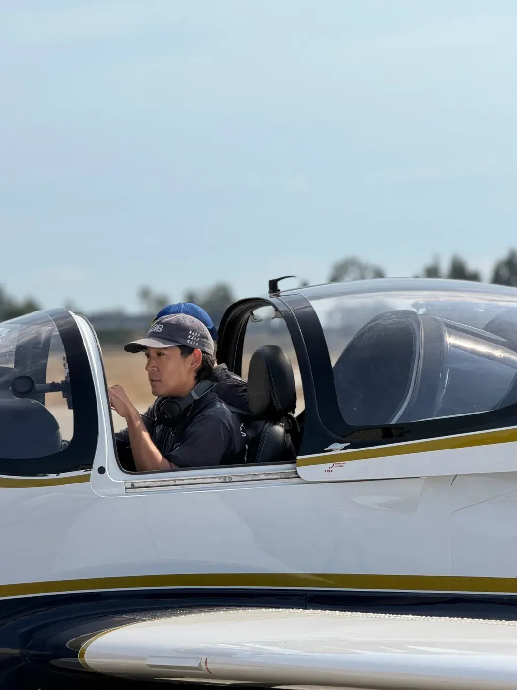 A P-Mentor on the ramp at Riverside Municipal Airport